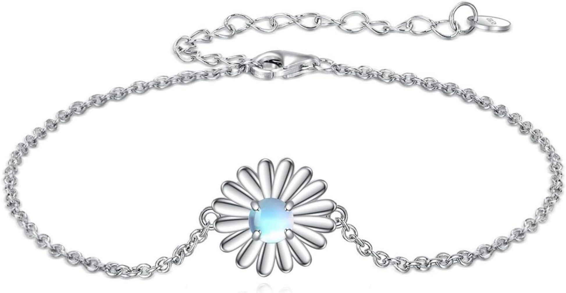 Gänseblümchen Mondstein Armband 925 Silber Verstellbarer Schmuck
