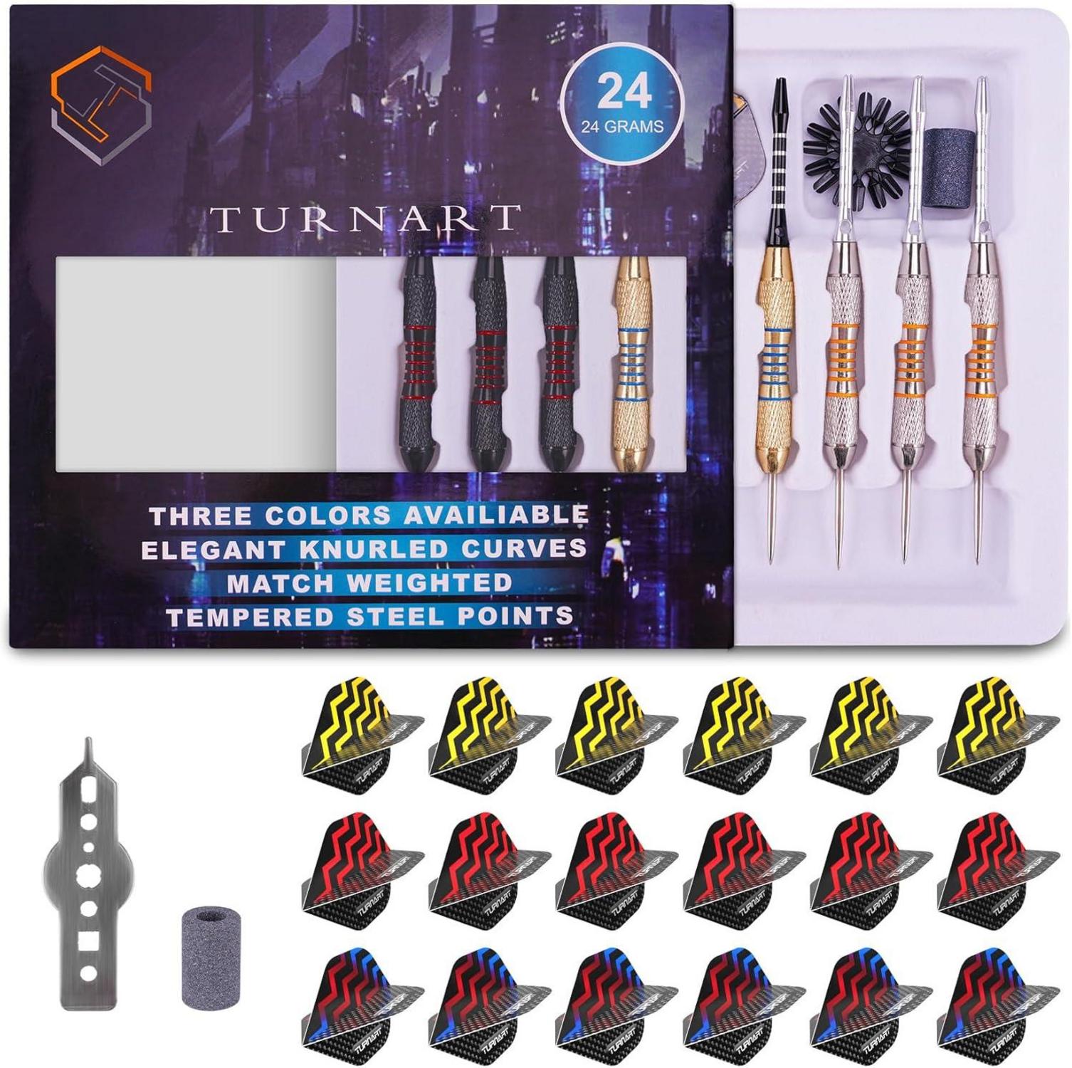 Turnart Profi Steel Dartpfeile Set 24g Metallspitze 9 Stück