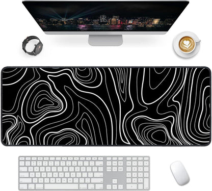 Großes Gaming Mauspad XXL Schwarz-Weiß 90x40cm Rutschfeste Unterlage