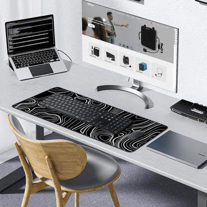 XXL Gaming Mauspad 900x400mm Schwarze Weiße Linien