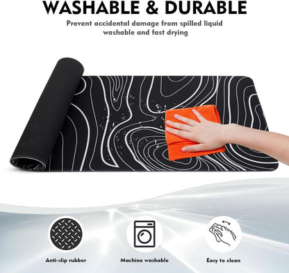 Gaming Mauspad XXL 900x400mm Rutschfeste Gummibasis Schwarz