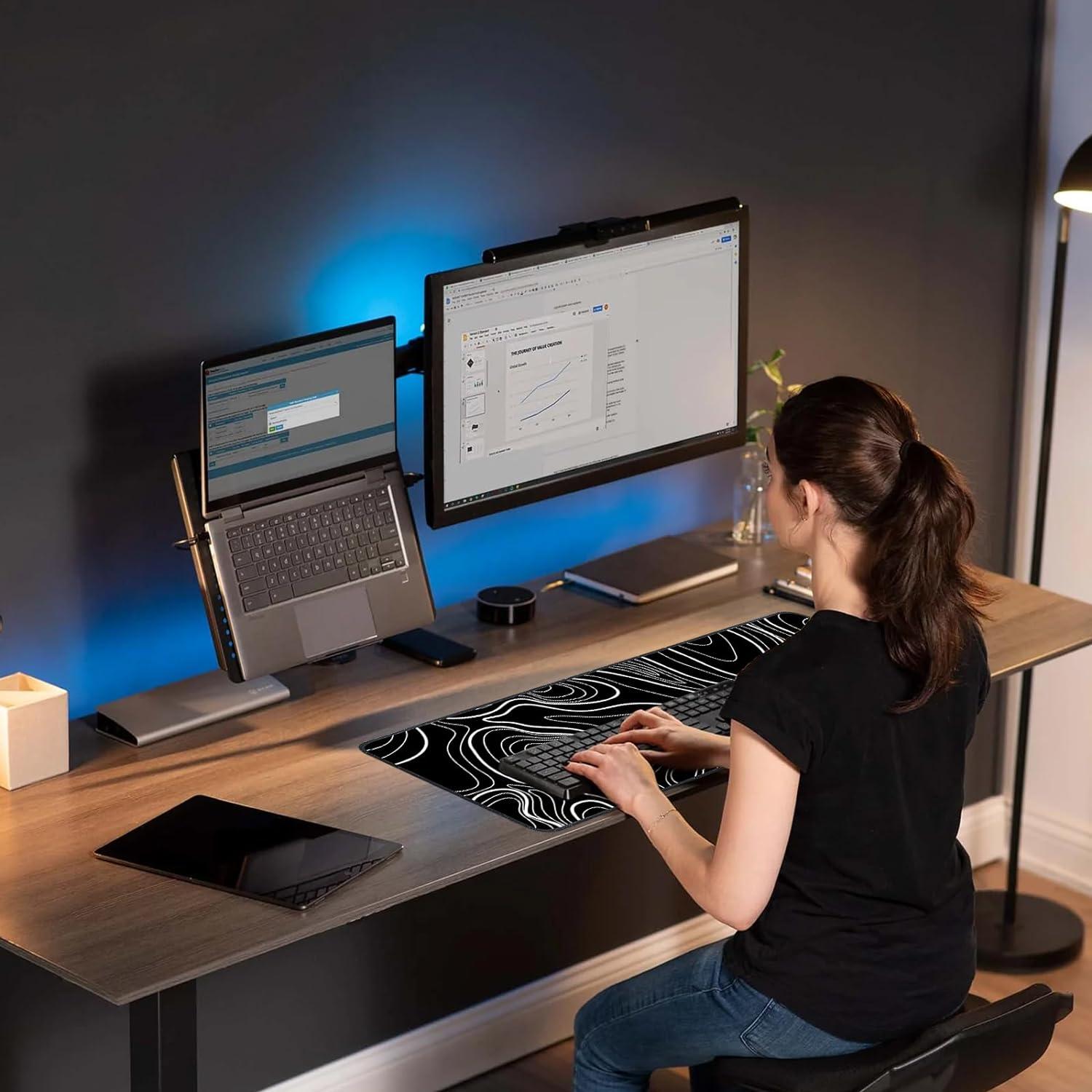 Gaming Mauspad XXL 900x400mm Rutschfeste Schreibtischunterlage Schwarz