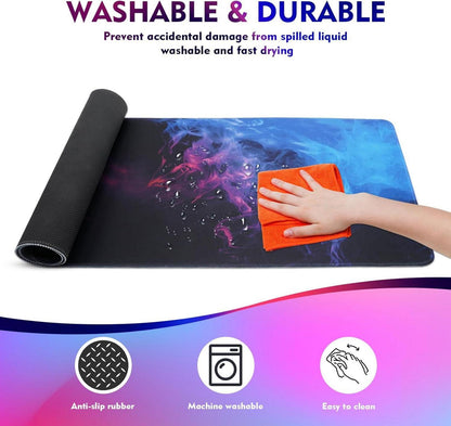 Gaming Mauspad XXL 900x400mm Rutschfeste Gummibasis Desk Mat Flamme