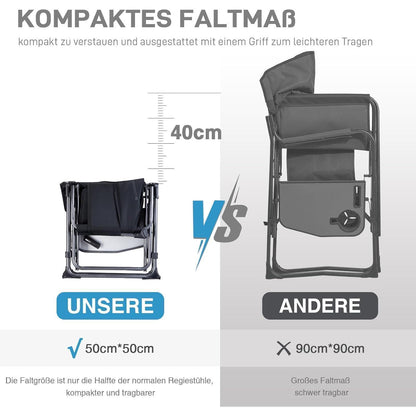 Campingstuhl Faltbar mit Seitentisch und Tasche, 180KG