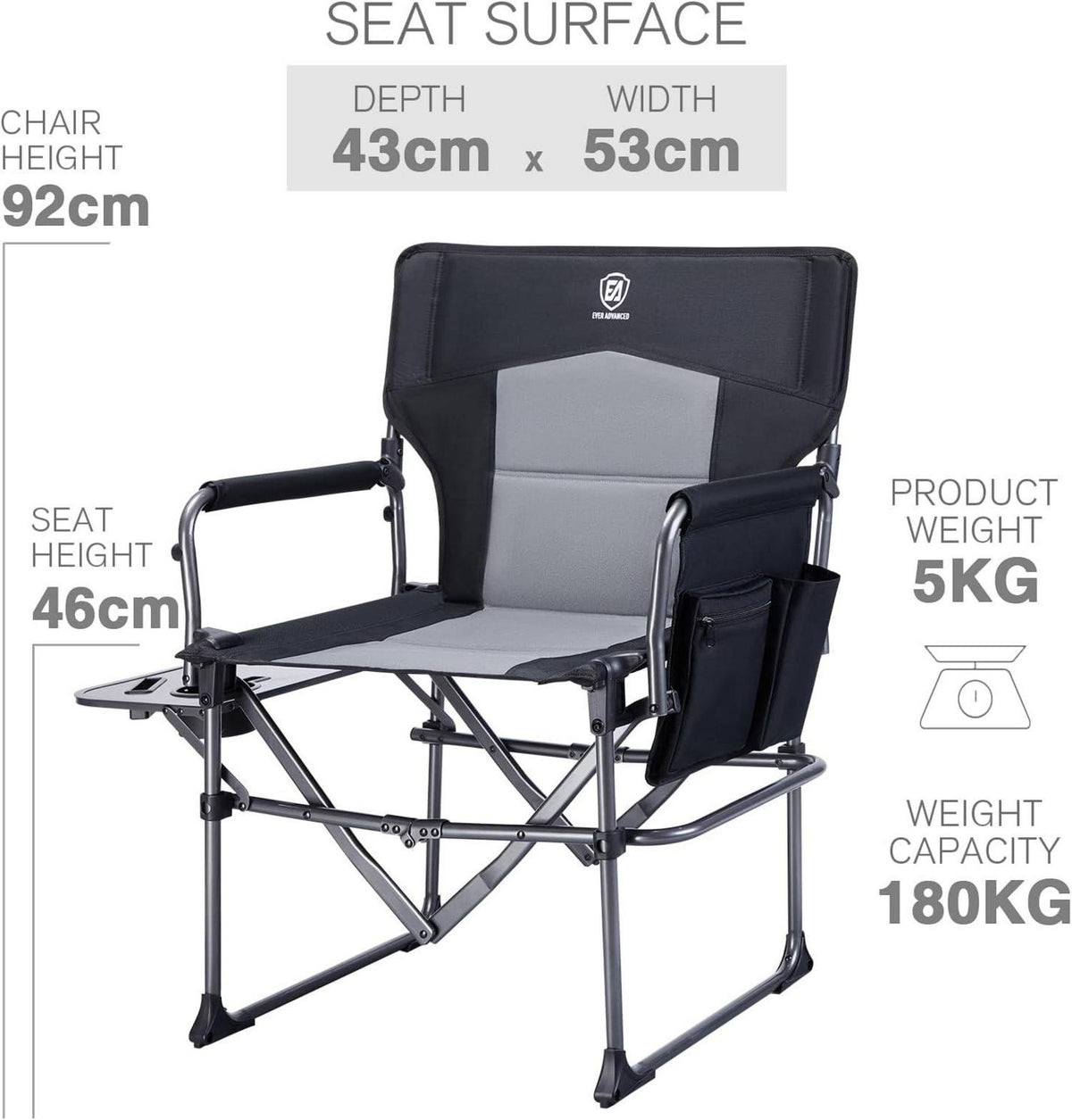Campingstuhl Faltbar 180KG Belastbar Regiestuhl Klappbar mit