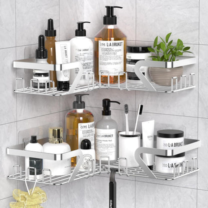 Duschablage ohne Bohren Edelstahl Silber Ecke Bad Organizer