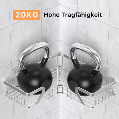 Duschablage Edelstahl Ecke ohne Bohren Silber 2er Set