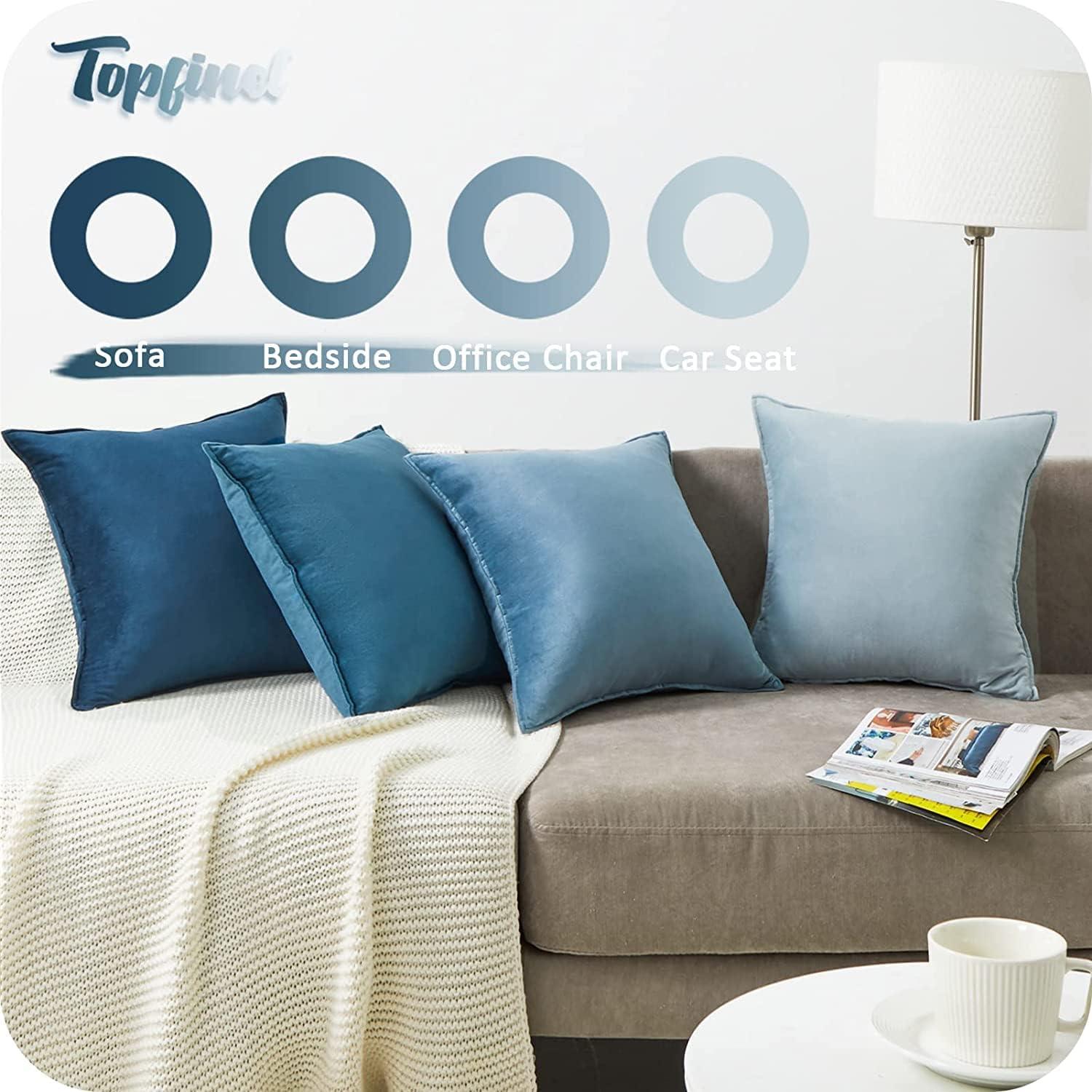 Topfinel Samt Kissenbezüge 50x50 cm blaues 4er Set Sofa Schlafzimmer decozikissen