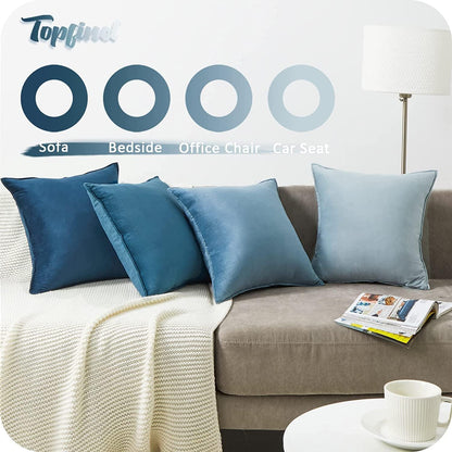 Topfinel Samt Kissenbezüge 50x50 cm blaues 4er Set Sofa Schlafzimmer decozikissen