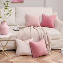 Kissenbezüge Set 4er 50x50 rosa Samt Sofakissen Wohnzimmer