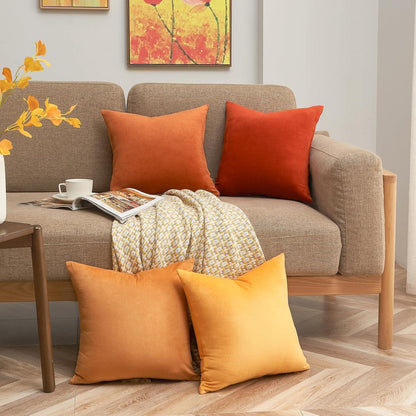 Kissenbezug Samt 4er Set 50x50 Gelb Zierkissen Sofa Wohnzimmer