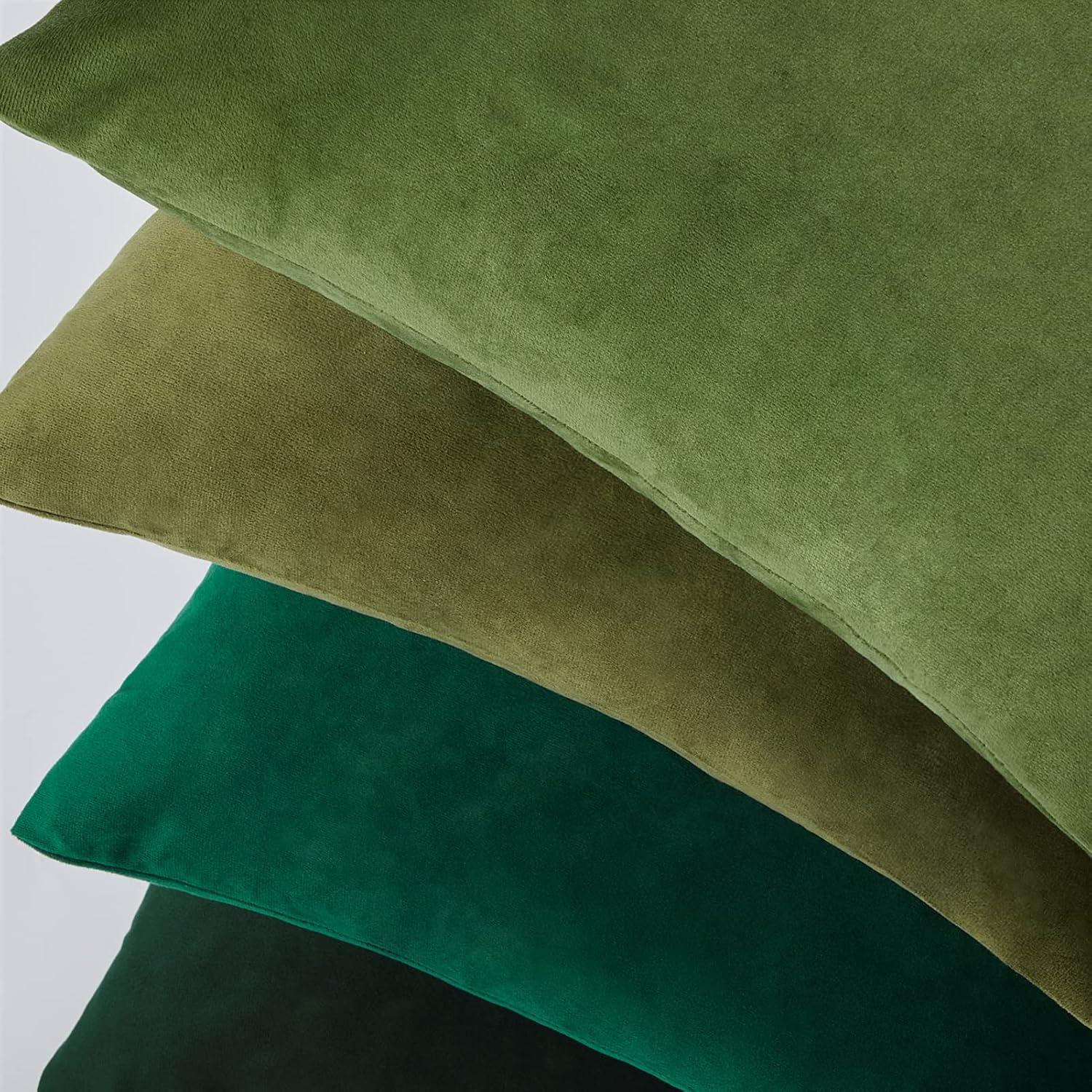 Kissenbezüge 60x60 cm grün Samt 4er Set Sofakissen Deko für Bett