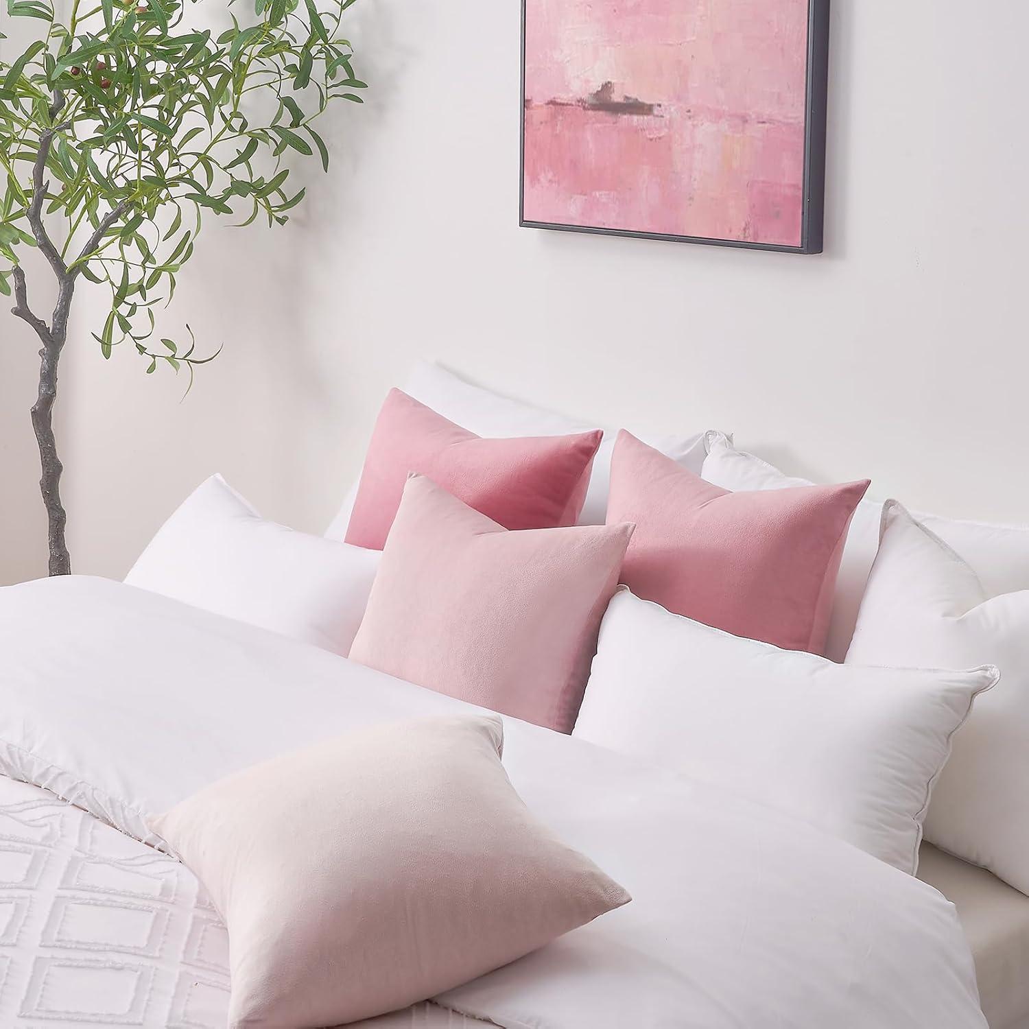 Topfinel Samt Kissenbezüge 4er Set grün 50x50 Zierkissen dekokissen Sofa Sofakissen