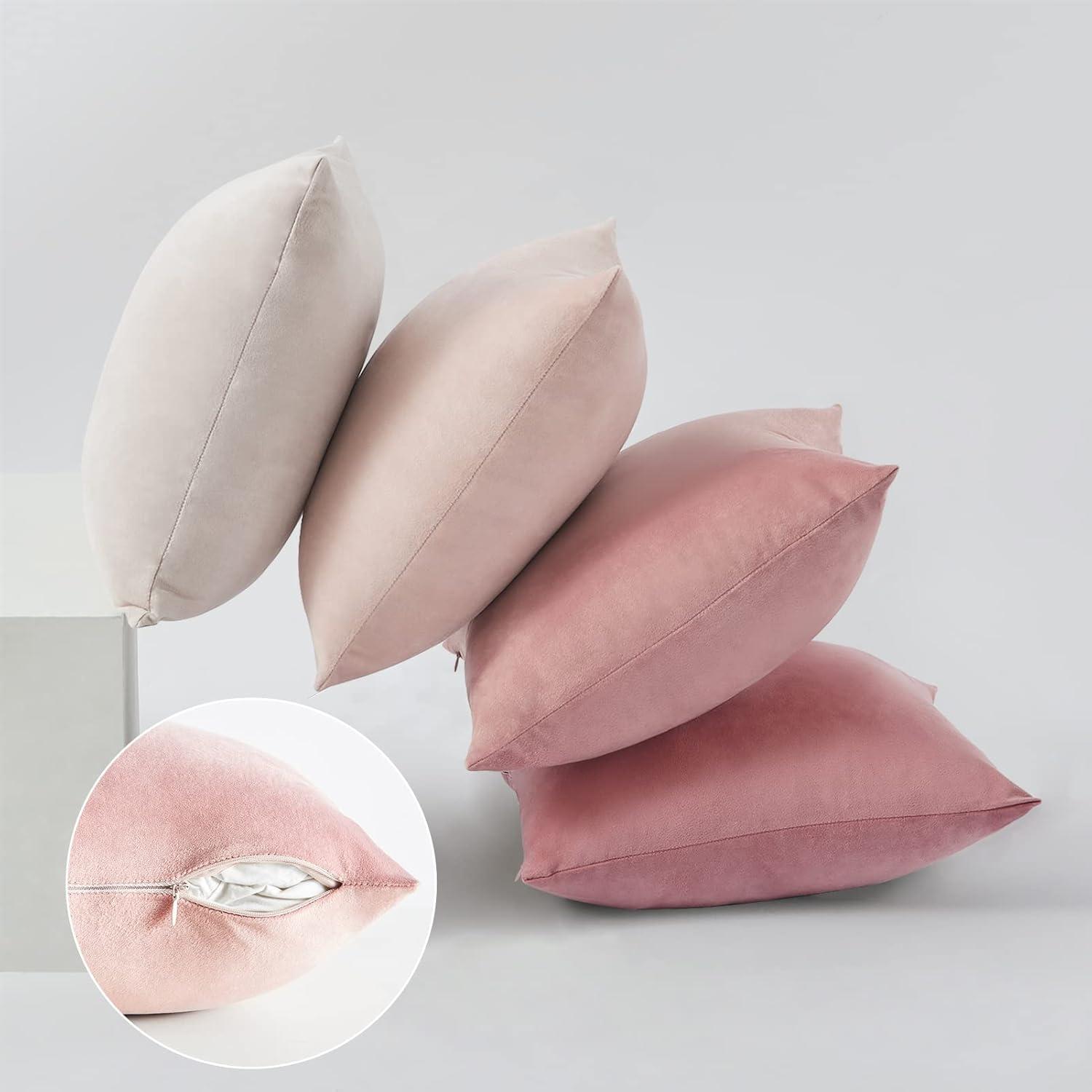 4er Set grüne Samt Kissenbezüge 50x50cm weich für Sofa Schlafzimmer