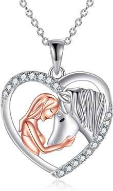 925 Sterling Silber Pferd Anhänger Halskette Mädchen Geschenk