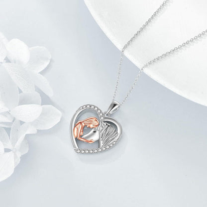 925 Sterling Silber Mädchen Pferd Halskette Anhänger