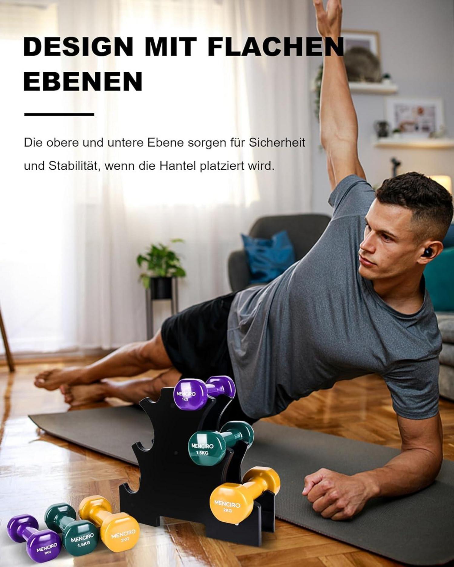 MENCIRO Hanteln 2er Set 1KG-5KG Kurzhanteln Zuhause Fitnessstudio Krafttraining-Gelb/Lila/Grün