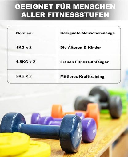 Kurzhantel Set für Zuhause Fitnessstudio, 1KG - 5KG Hanteln für Männer