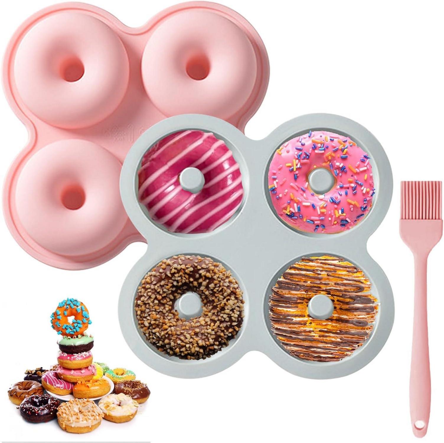 Silikon Donut Backform 2 Stück 4 Hohlräume Antihaft Hitzebeständig