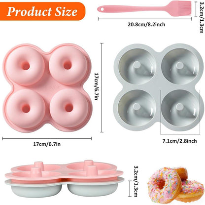 Silikon Donut Backform 2 Stück 4 Hohlräume Antihaft