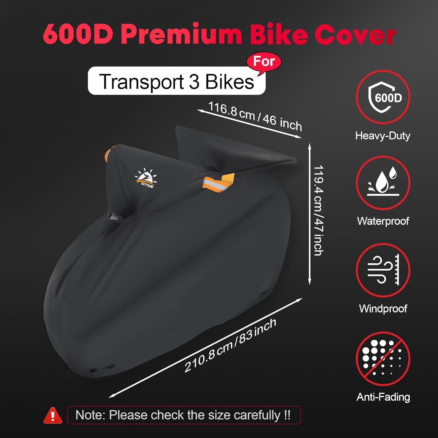 Zettum 600D Fahrradabdeckung für den Transport von 3