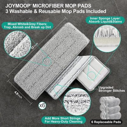 Flachmopp mit Eimer & 6 Mikrofaser-Pads, ausziehbarer Griff
