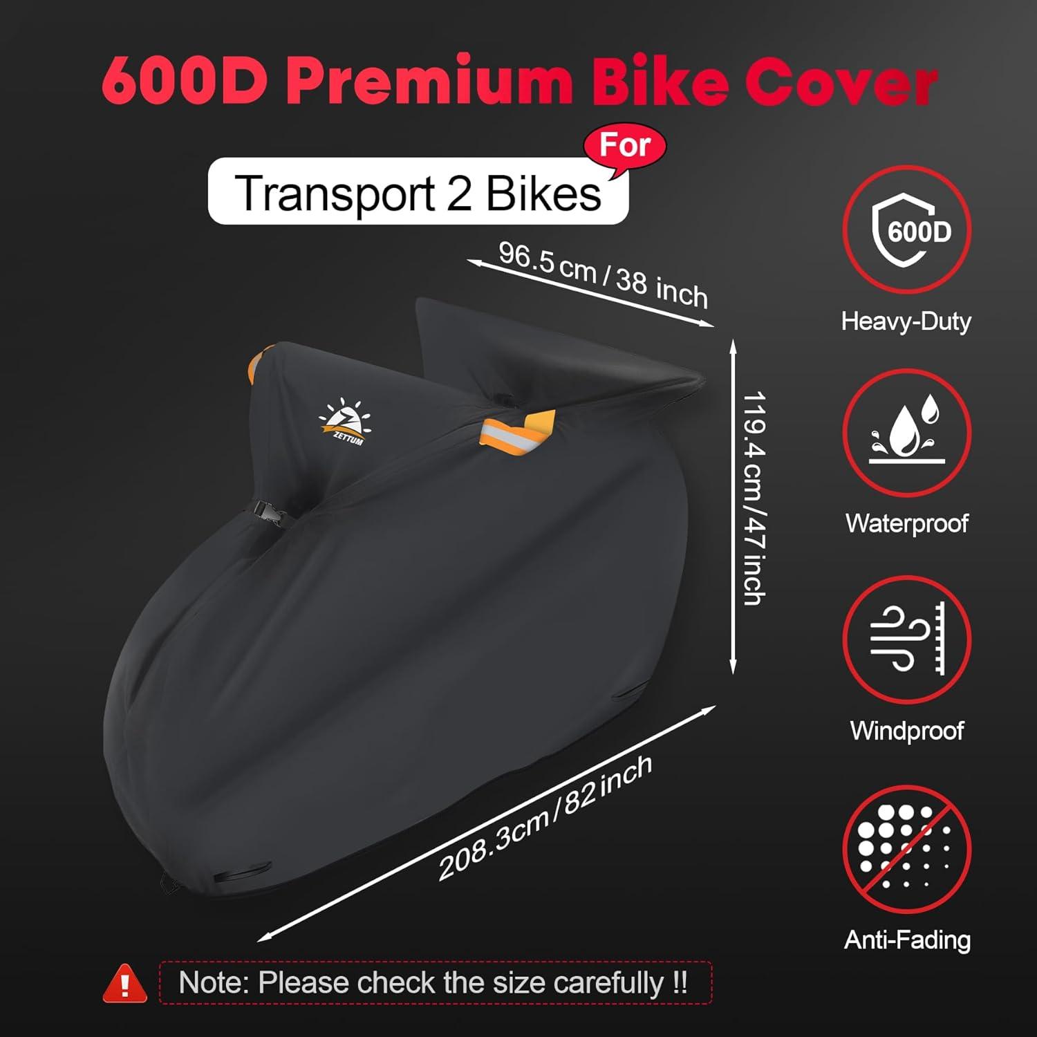 Zettum 600D Fahrradabdeckung Transport 2 Fahrrädern