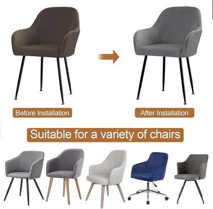Elastischer Stuhlbezug Stuhlhussen 2er Set Grau Stretch Abnehmbar Esszimmer