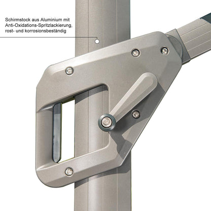 Sonnenschirm 300x400 Rechteckig mit Ständer & Kurbel Grau