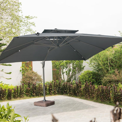 Sonnenschirm 300x400 cm rechteckig mit Ständer und Kurbel, ampelschirm groß grau