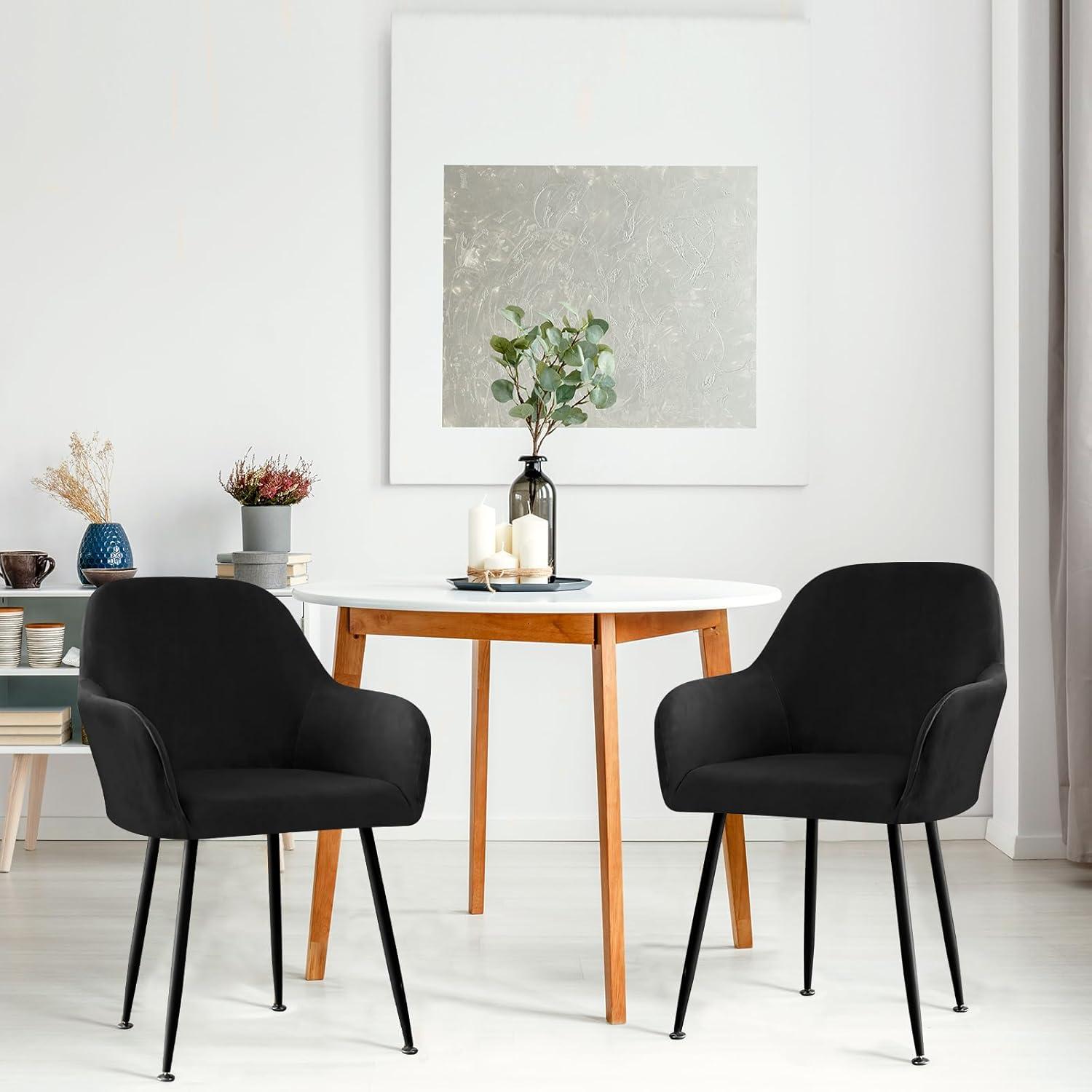 Elastischer Stuhlbezug Armlehne Abnehmbar Schwarz 2er Set