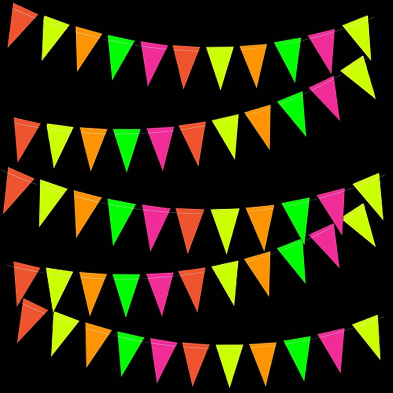 Neon Party Deko Schwarzlicht Papiergirlande Wimpelkette