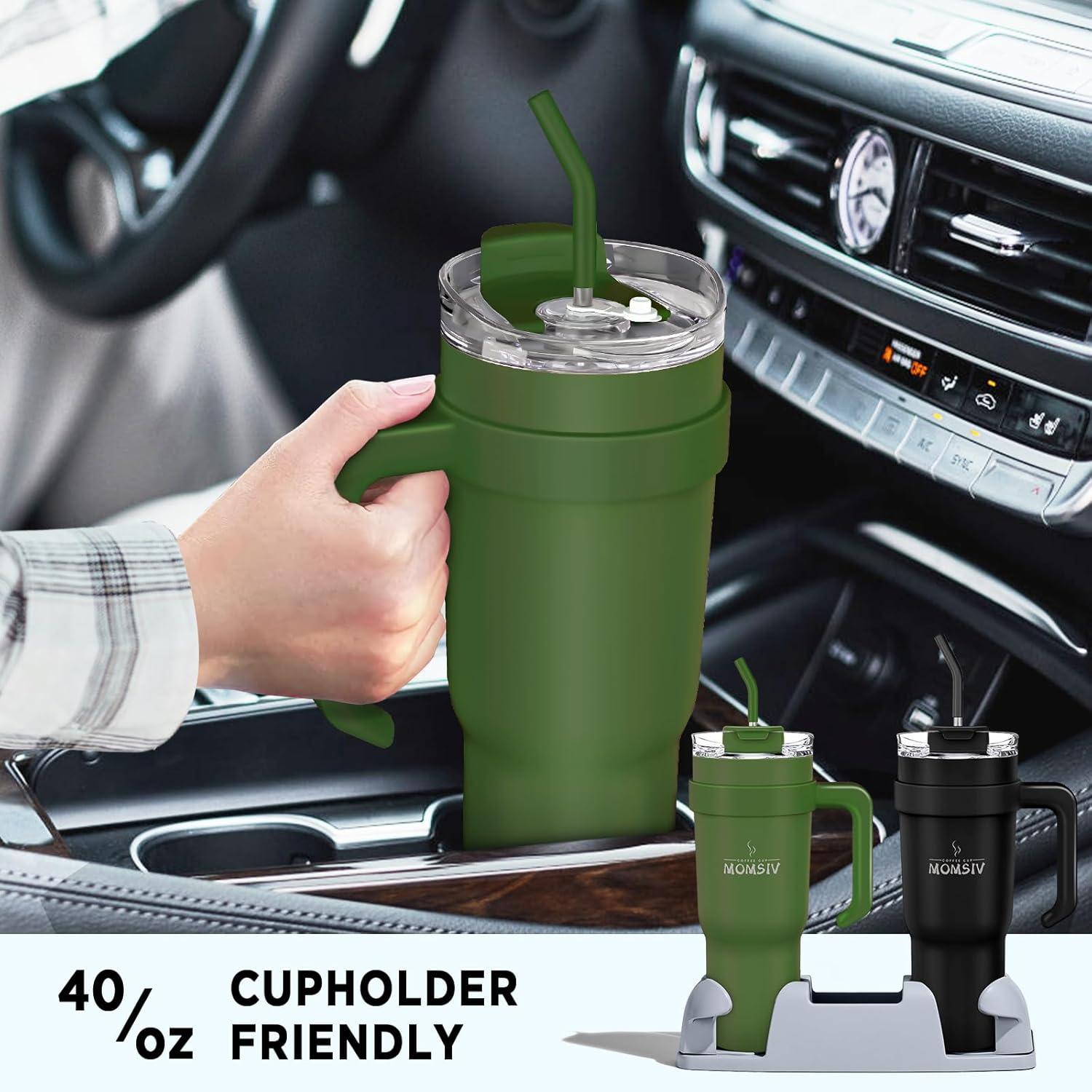 Thermobecher 40oz mit Stroh, Griff & Deckel - Doppelwandiger