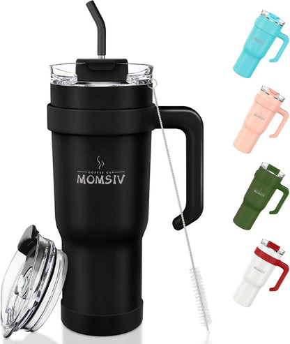 Thermobecher mit Strohhalm, Griff, 40oz, doppelwandig