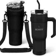 Thermobecher 40oz Schwarz Stroh Griff Kaffeebecher Isolierbecher