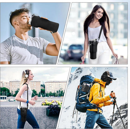 Isolierbecher 40oz Vakuum Thermobecher Schwarz mit Strohhalm