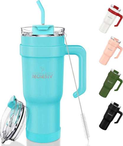 Isolierbecher mit Strohhalm 40oz Vakuum Thermobecher Blau