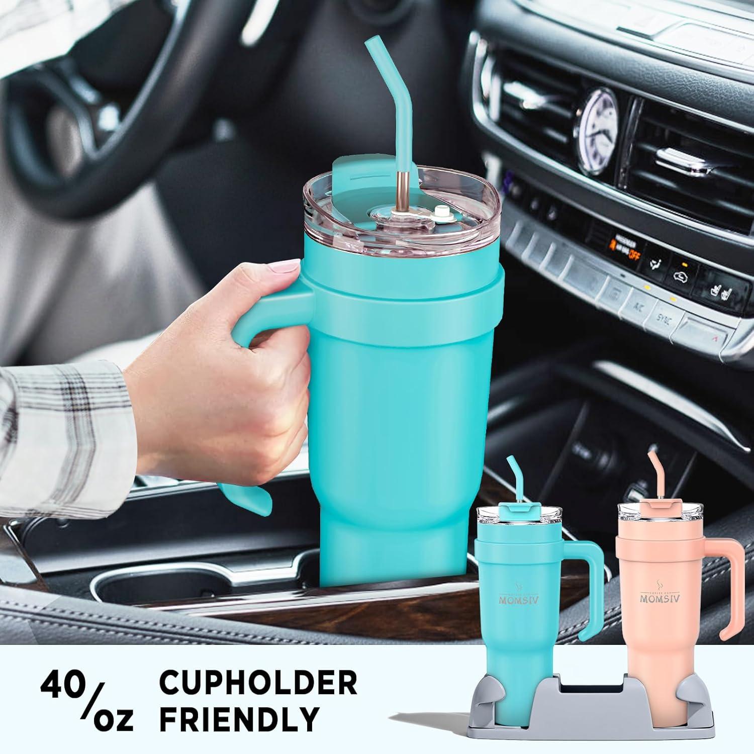 Thermobecher 40oz mit Strohhalm und Griff 1100ml, Edelstahl Vakuum