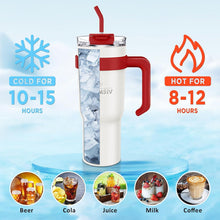 40oz Thermobecher mit Stroh und Griff, Edelstahl Vakuum