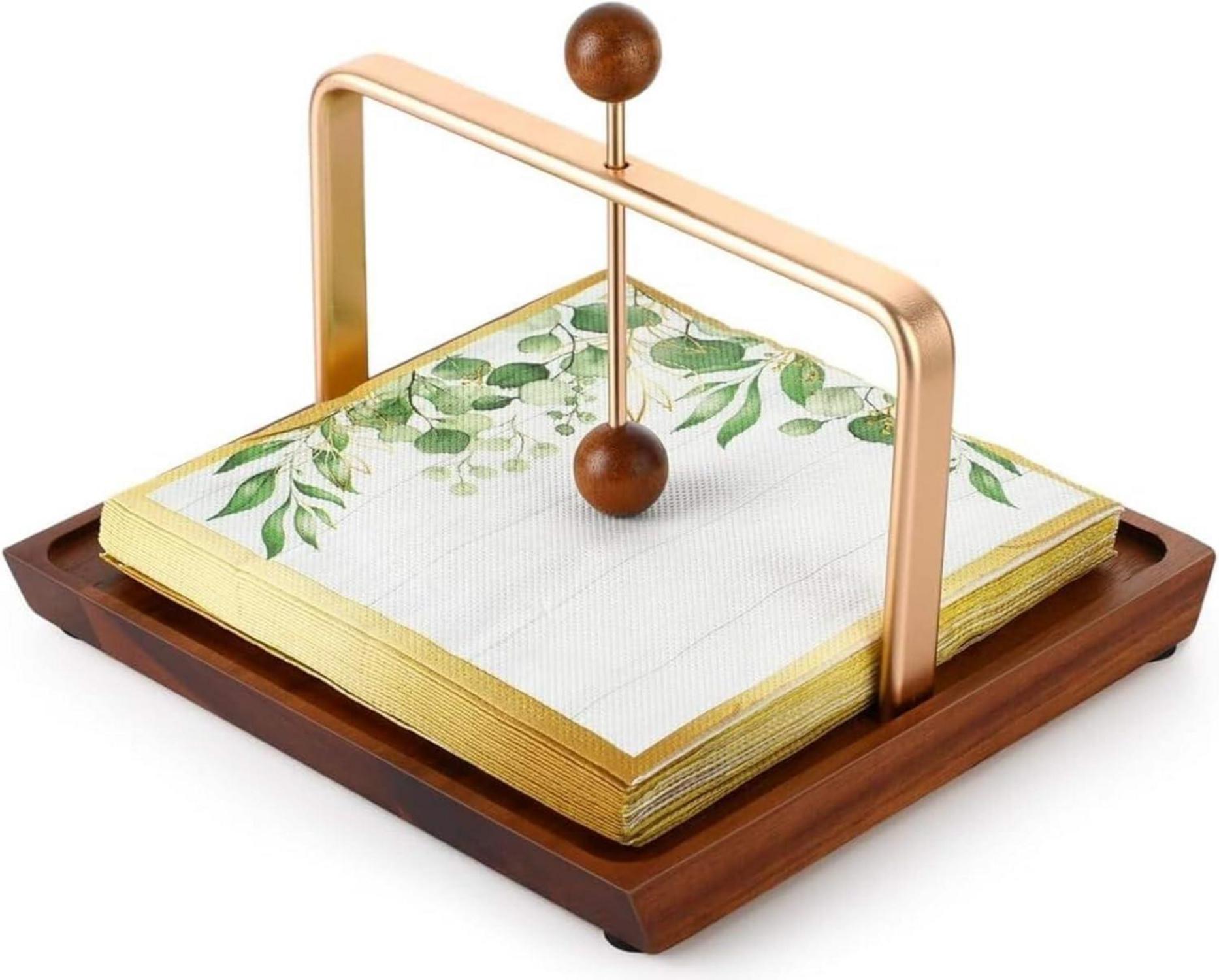 Rustikaler Serviettenhalter aus Holz für Küche und Tisch, Landhausstil