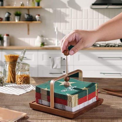Rustikaler Serviettenhalter aus Holz für Küche und Tisch, Landhausstil