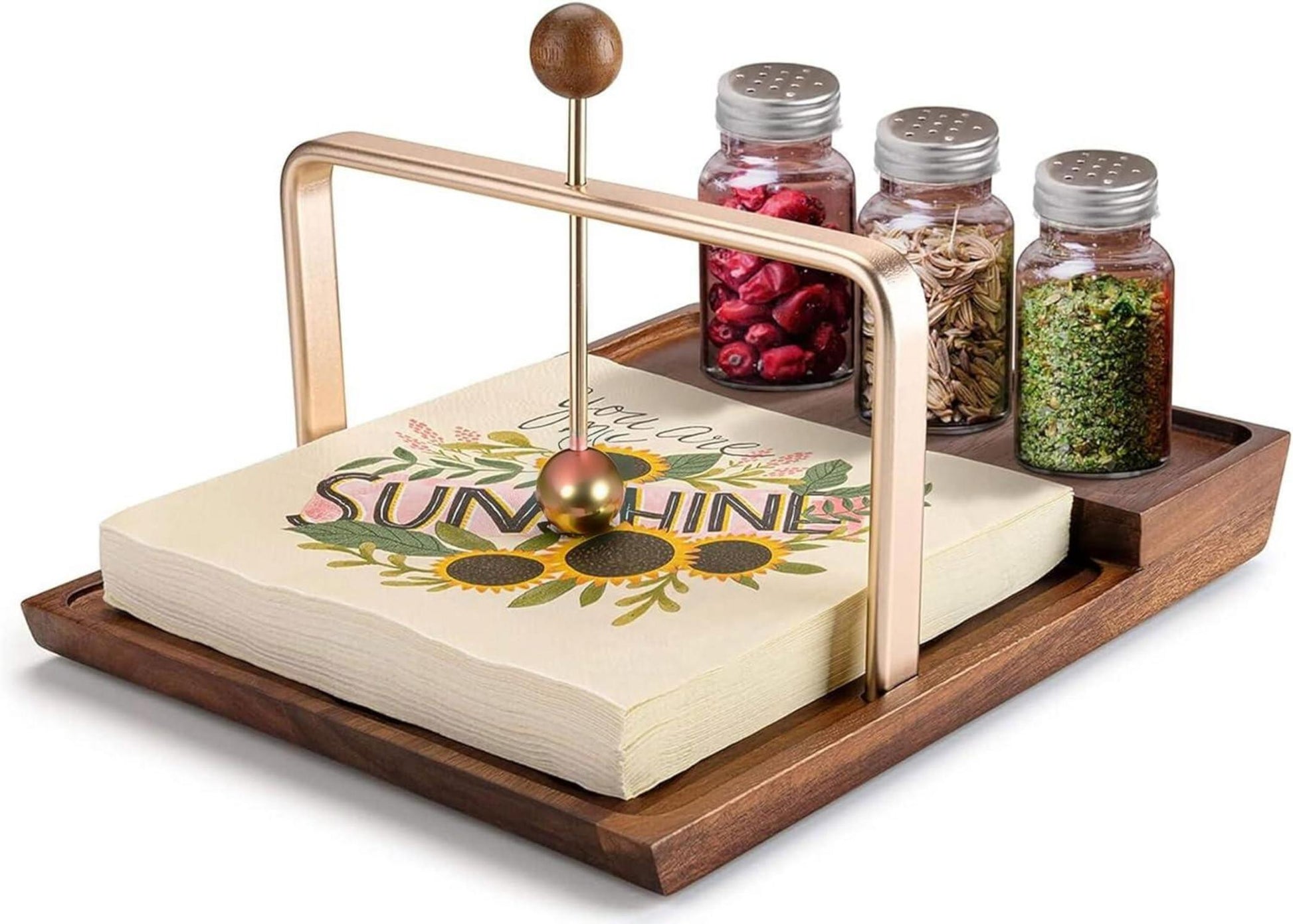 Serviettenhalter Akazienholz rustikal mit Salz Pfeffer