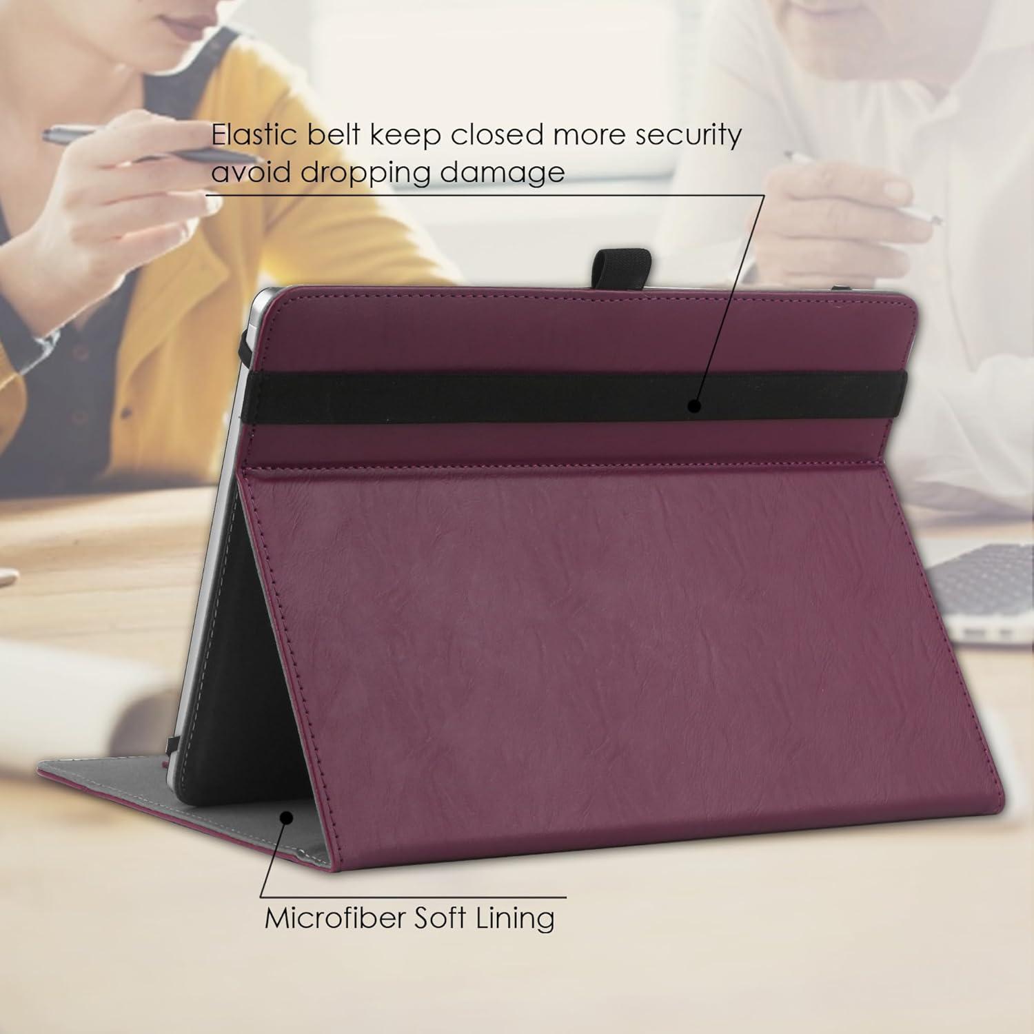 HGWALP Universal Tablet Hülle für 9-10.5 Zoll Touchscreen - Multi-Angle Stand PU Leder Folio Case Purple