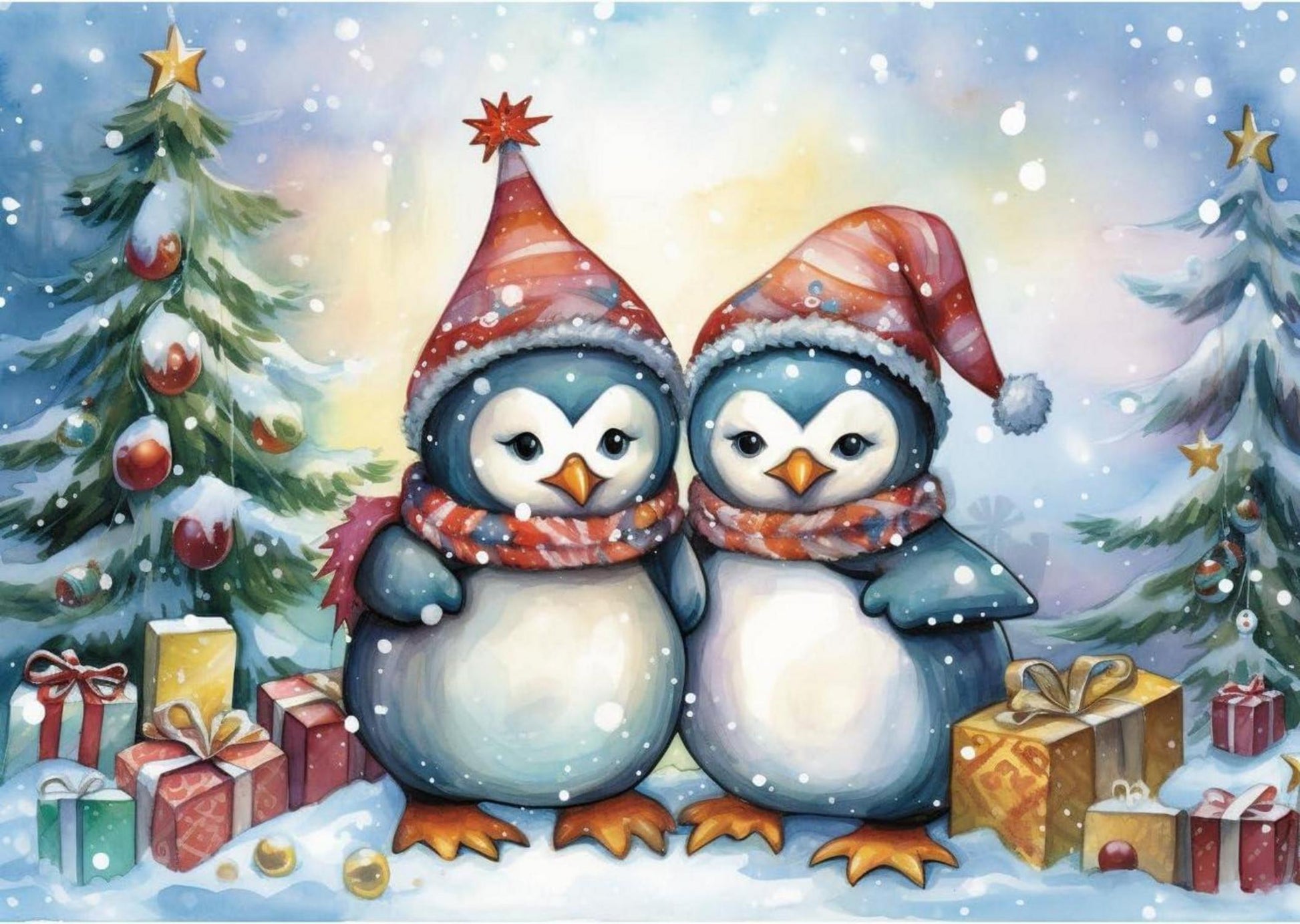 5D Diamond Painting Set Weihnachten Pinguin 30x30cm