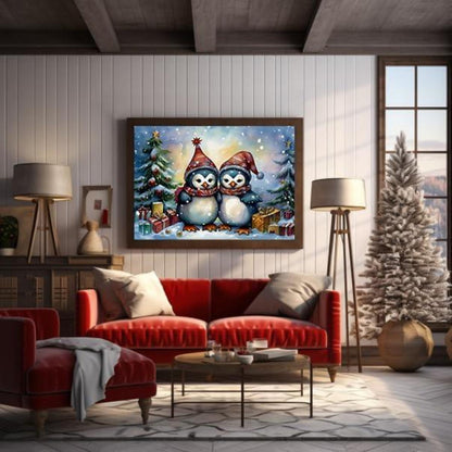 Rheskbecy Diamond Painting Set Christmas Pinguin 5D 30x30cm