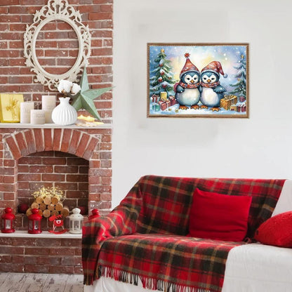 5D Diamond Painting Set Weihnachten Pinguin 30x30cm