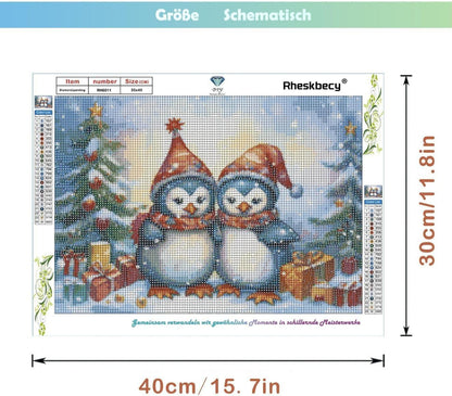 Weihnachts-Diamant-Malset 5D DIY Pinguin 30x30cm Home Wand Dekor