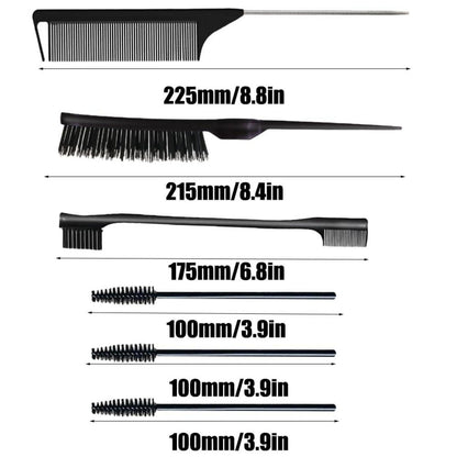 6 Stück Haarkamm-Set Borsten Haarbürste Kamm Rattenschwanz