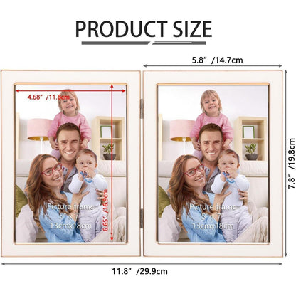 Doppelter Bilderrahmen 13x18cm Weiß Goldener Metallrahmen