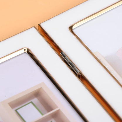 Doppelter Bilderrahmen 13x18cm Weiß Goldener Metallrahmen